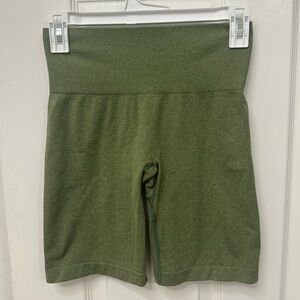 Green High-Waisted Bike Shorts with Elastic Waistband